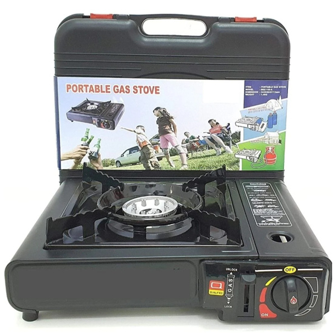 Aragaz Portabil Camping cu Aprindere Automata | 2.3 kW | Cartus Propan | Flacara Reglabila | Baza Extinsa | Vopsea Rezistenta | Camping, Picnic