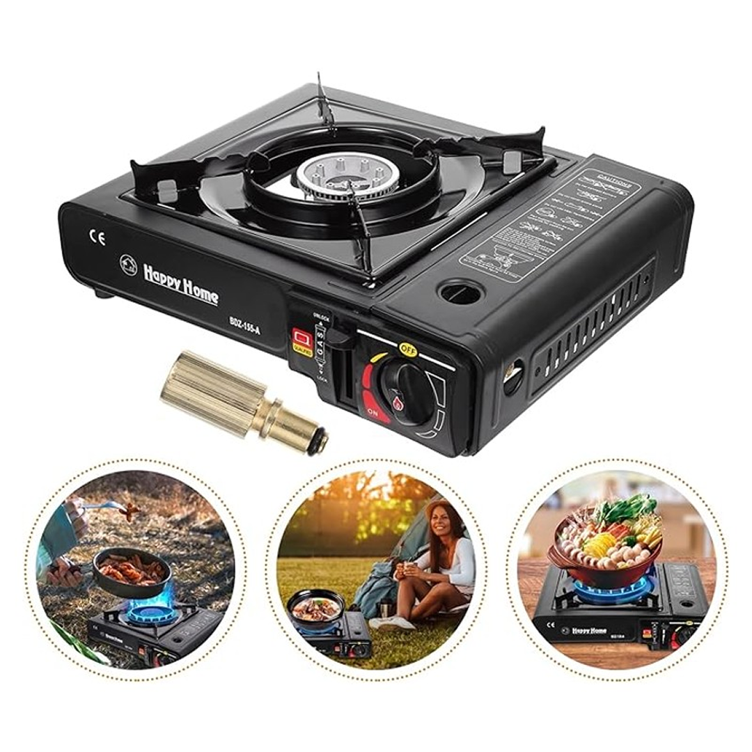 Aragaz Portabil Camping cu Aprindere Automata | 2.3 kW | Cartus Propan | Flacara Reglabila | Baza Extinsa | Vopsea Rezistenta | Camping, Picnic