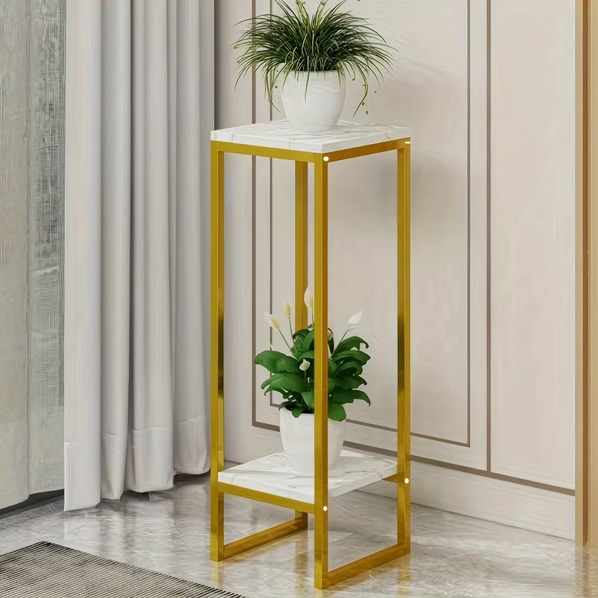 Suport pentru Flori cu 2 Rafturi | Etajera Metalica pentru Plante | 75x24