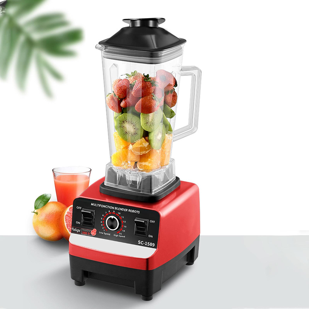 Blender 2 în 1 cu Vas de 2 L și Râșniță de 0,5 L, 15 Viteze, Pulse, Pisează Gheață
