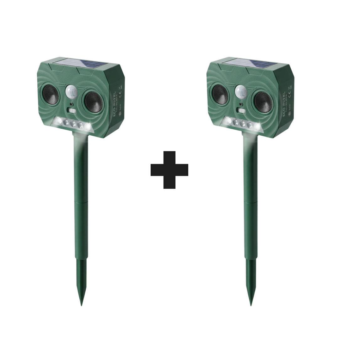 1+1 Promo Aparat Cu Ultrasunete Impotriva Animalelor Salbatice | Solar | 2 Moduri | Senzor Miscare | IP44
