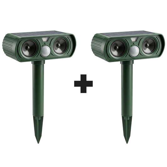 1+1 Promo Aparat anti daunatori Werstil, Repelent Ultrasonic Solar 38x14.5x9.5 Cm | Detectare Infrarosu | Panou Solar