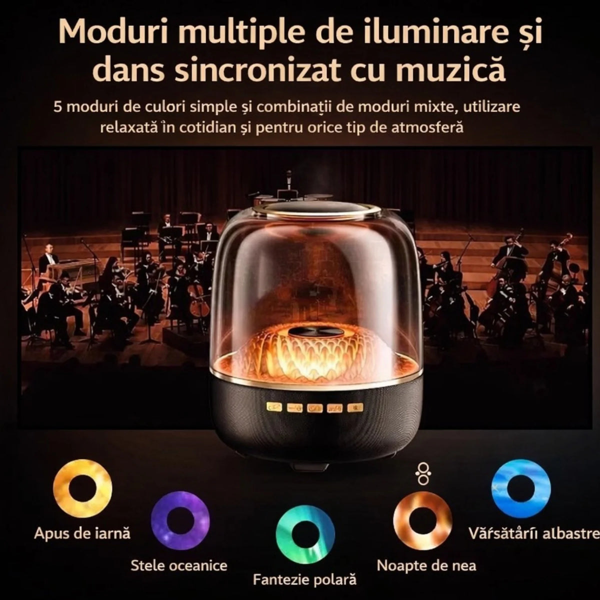 Boxă Bluetooth Portabilă cu Lumini LED, USB-C și Slot Card TF