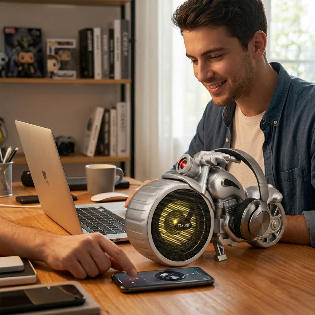 Boxă Bluetooth portabilă în formă de motocicletă, LED RGB, FM, USB