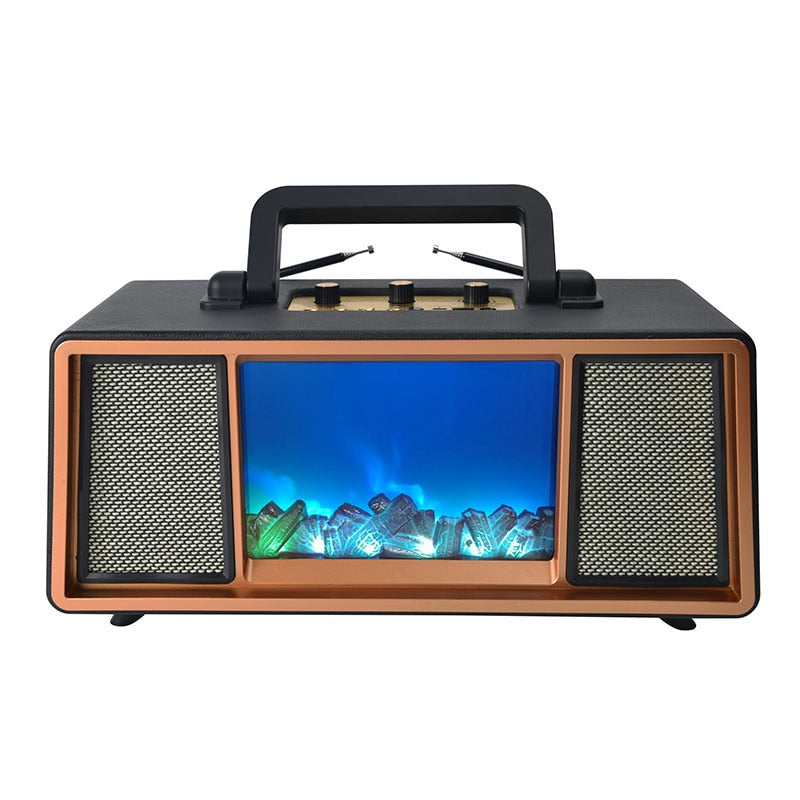 Boxă Bluetooth Retro din lemn 34W, încărcare solară, FM, USB-C - Design Special