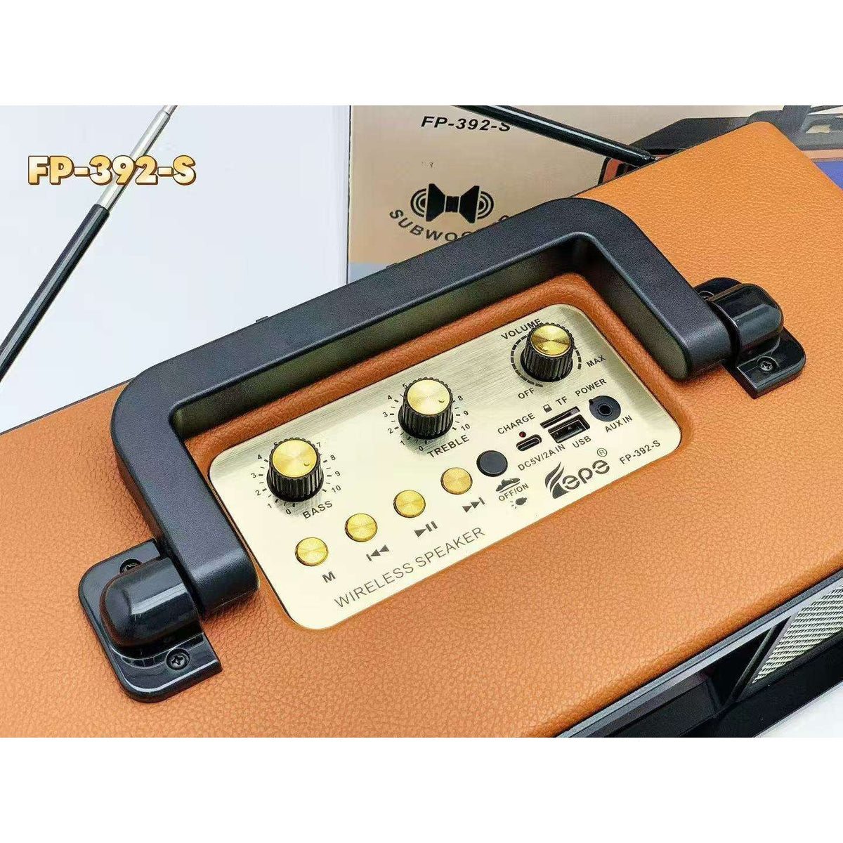 Boxă Bluetooth Retro din lemn 34W, încărcare solară, FM, USB-C - Design Special