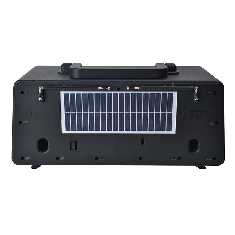 Boxă Bluetooth Retro din lemn 34W, încărcare solară, FM, USB-C - Design Special