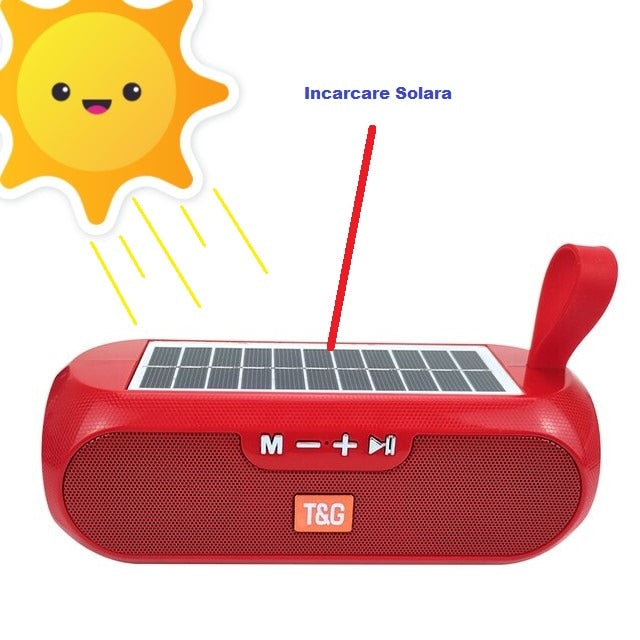 Boxă Portabilă Bluetooth 10W cu Încărcare Solară, Radio FM, USB
