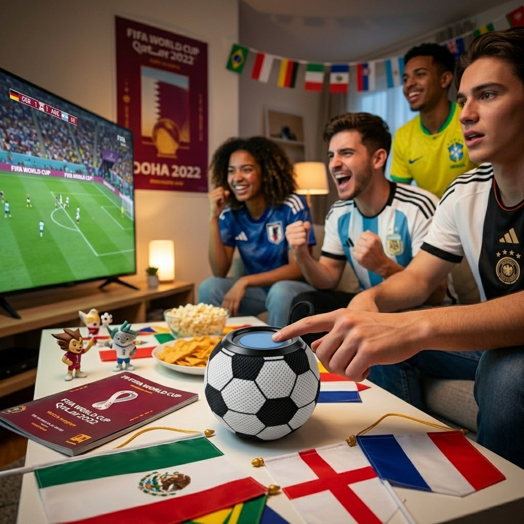 Boxă Portabilă Bluetooth 5.3 în formă de minge de fotbal, cu LED RGB