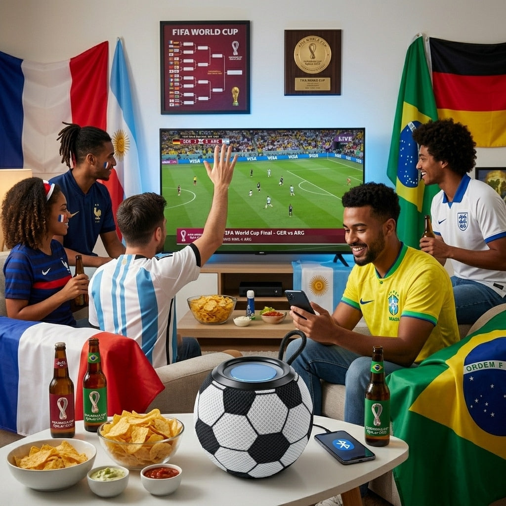 Boxă Portabilă Bluetooth 5.3 în formă de minge de fotbal, cu LED RGB