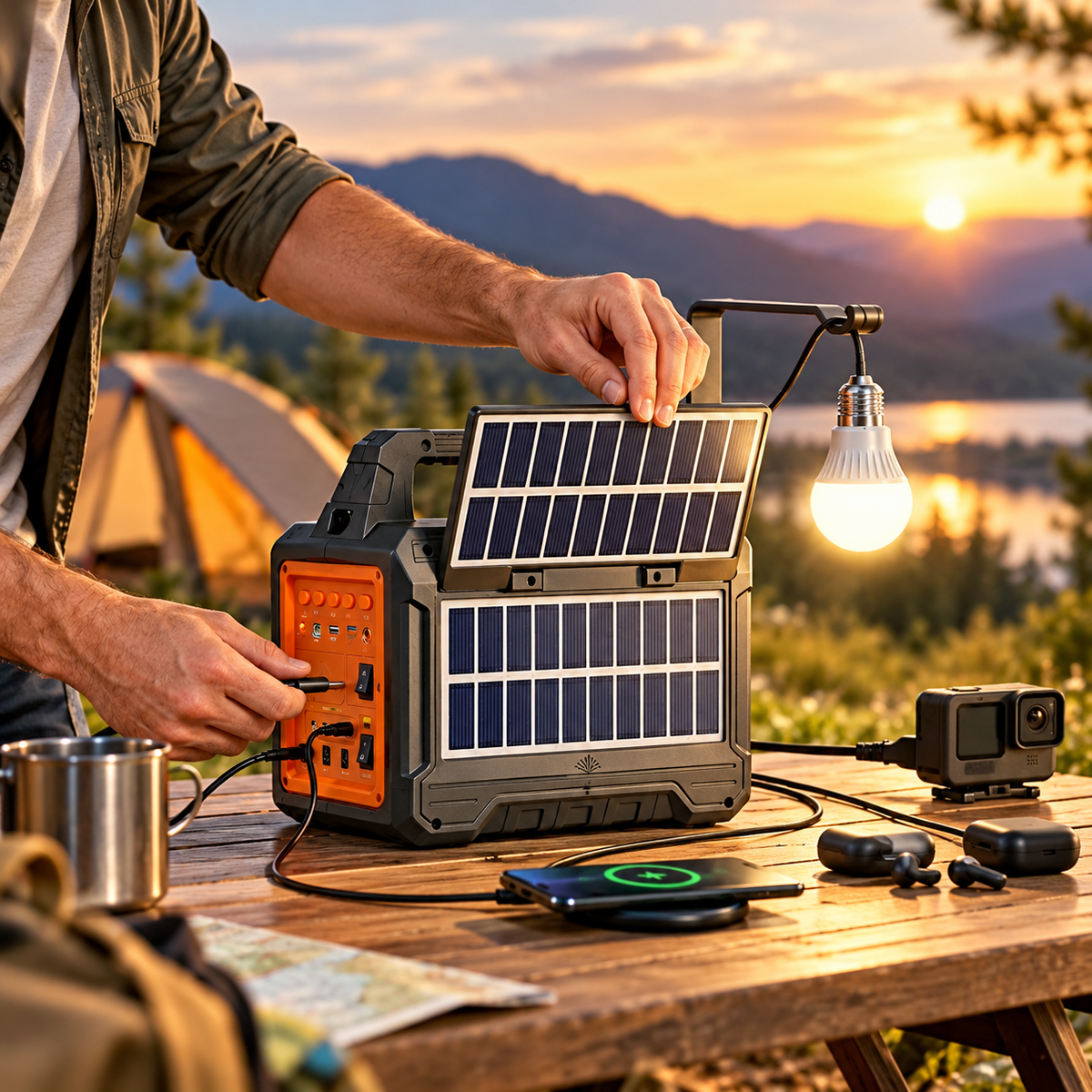 Boxă portabilă Bluetooth cu încărcare solară și powerbank 4800 mAh