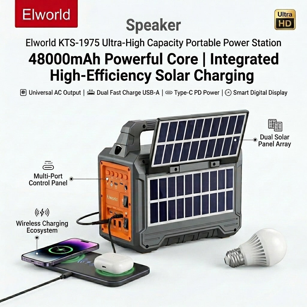 Boxă portabilă Bluetooth cu încărcare solară și powerbank 4800 mAh