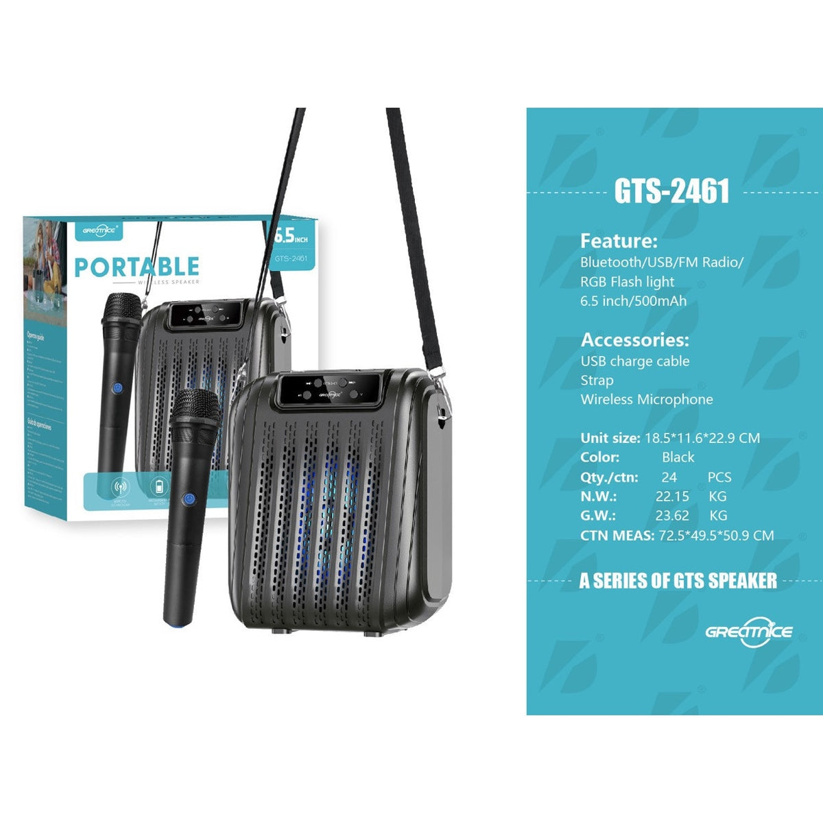 Boxă Portabilă Bluetooth Werstil cu TWS, Radio FM și USB - Microfon inclus