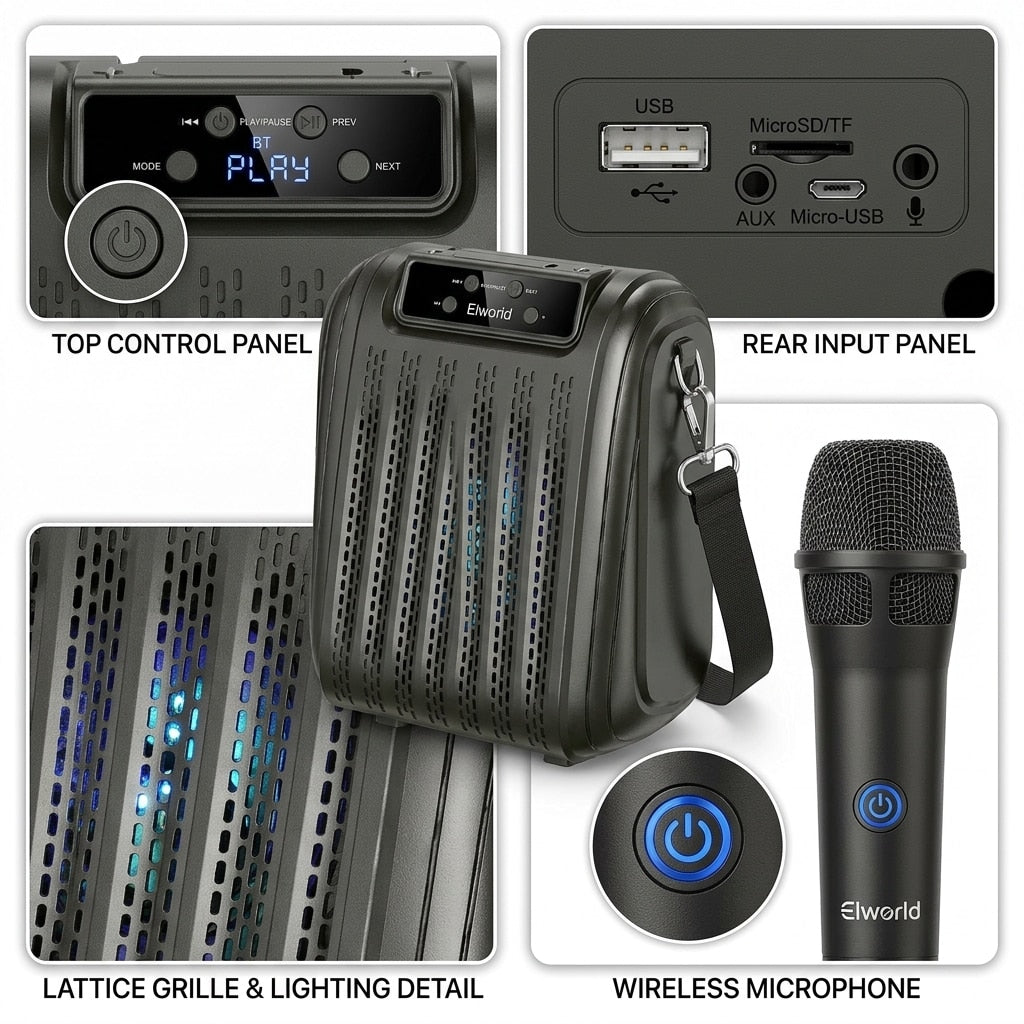 Boxă Portabilă Bluetooth Werstil cu TWS, Radio FM și USB - Microfon inclus