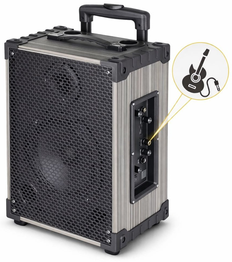 Boxa Karaoke Premium 45W cu Difuzor 8", Microfon Wireless, Bluetooth 5.3 - Sistem Audio Portabil cu Roti si Maner