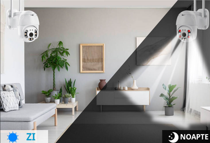 1 + 1 PROMO - Camera Supraveghere IP PTZ ,Wireless, 355°, 1080p, LED+IR, Exterior, ONVIF, NVR, Senzor Miscare, Microfon