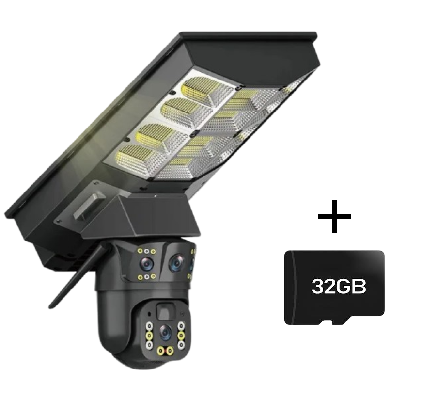 Camera Supraveghere 4G Solara Exterior | 12MP 4K Ultra HD, PTZ 360°, Zoom Optic X10, Proiector LED 600W, IP67, Card Memorie Cadou