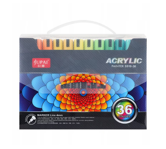Set 36 Markere cu Vopsea Acrilică, Vârf 4 mm, pentru Pietre, Sticlă, Ceramică, Lemn și Pânză