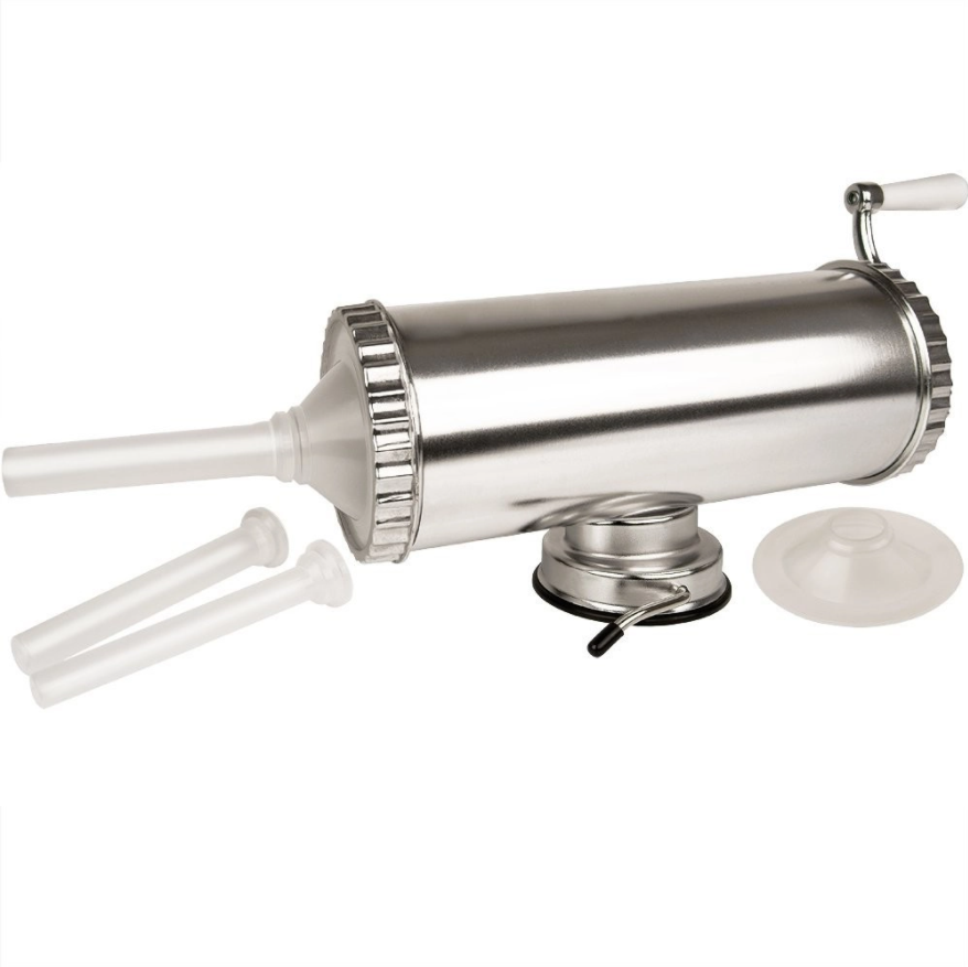Mașină Manuală de Umplut Cârnați 1,5 kg cu 3 Pâlnii + Aparat de Rulat Sarmale Cadou