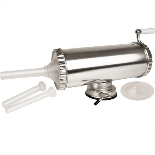 Mașină Manuală de Umplut Cârnați 1,5 kg cu 3 Pâlnii + Aparat de Rulat Sarmale Cadou