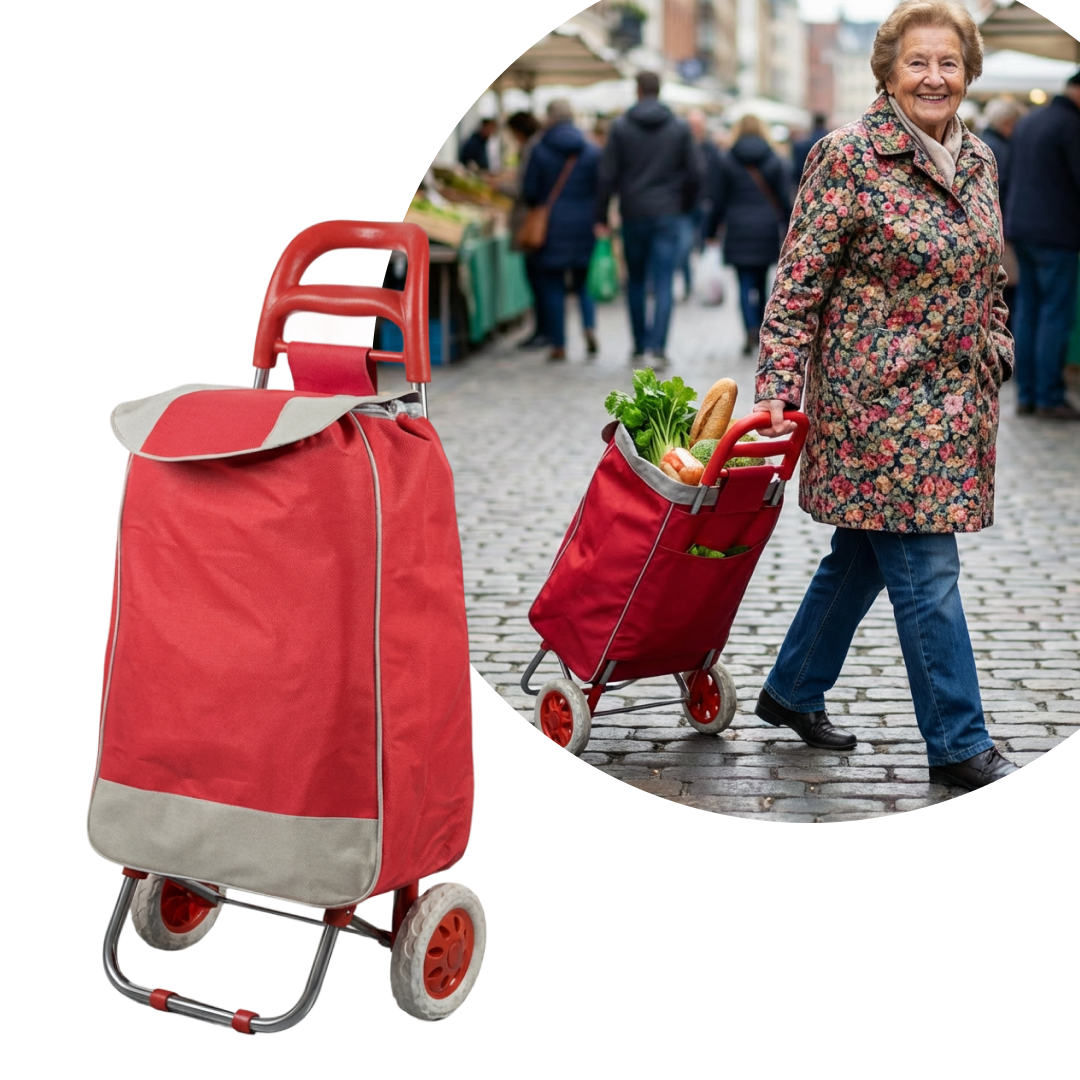 Carucior Cumparaturi 2 Roti Pliabil 42L cu Interior Termoizolant – Carut Transport Usor si Comod