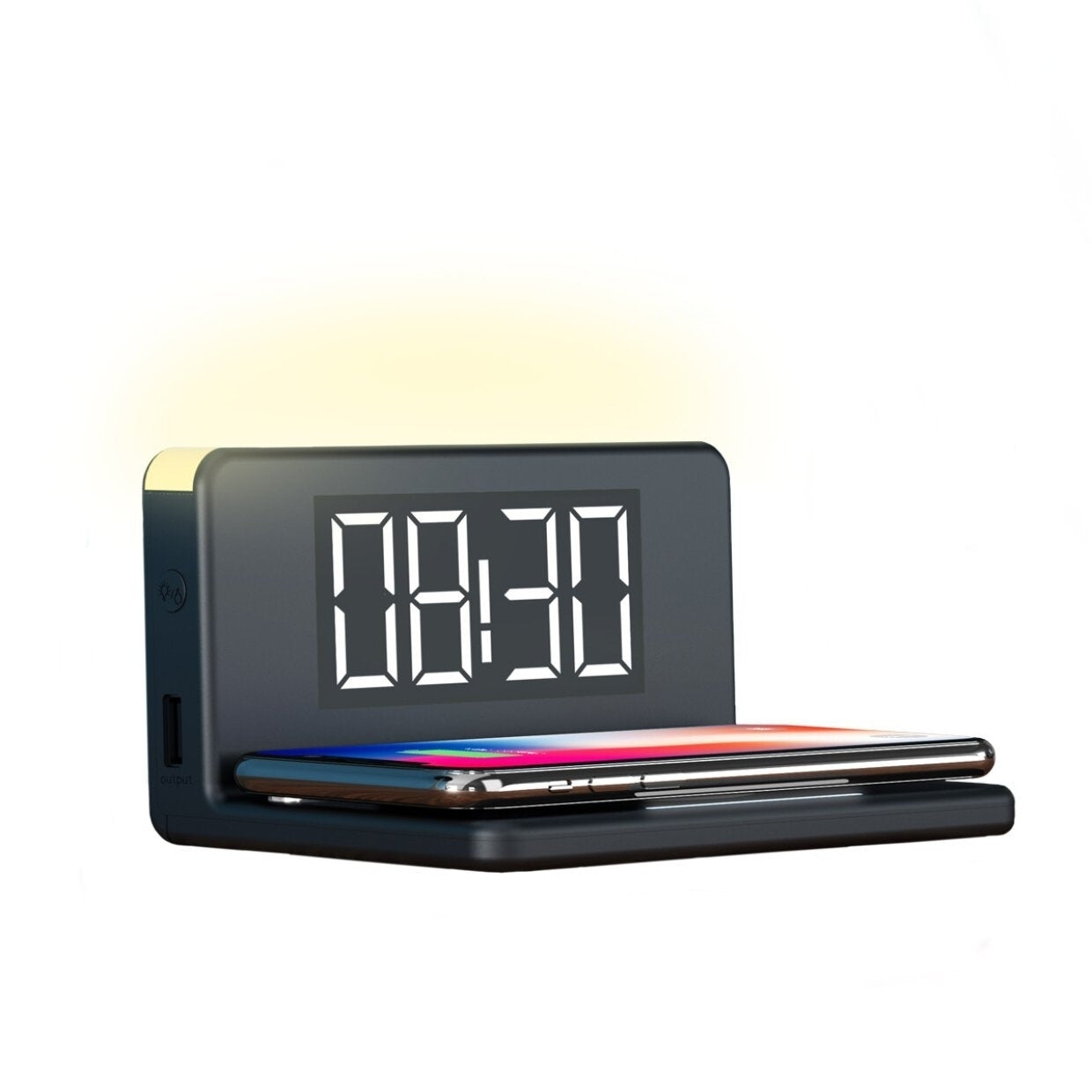 Ceas digital led cu alarma cu incarcator Incarcare Rapida Wireless 7.5W-10W  si lampa veghe