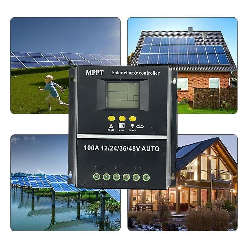Controller Solar MPPT 100A | 12V 24V 36V 48V | Display LCD | 7 Moduri Functionare | 6 Protectii | Negru