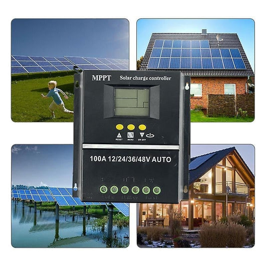 Controller Solar MPPT 100A | 12V 24V 36V 48V | Display LCD | 7 Moduri Functionare | 6 Protectii | Negru