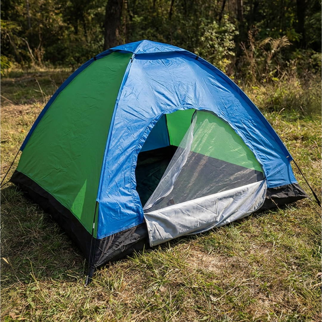 Cort Camping 2 Persoane 200x250x150cm | Poliester 170T Impermeabil | Filtru UV | Plasa Anti-Tantari | Ventilatie Superioara | Ancore Incluse