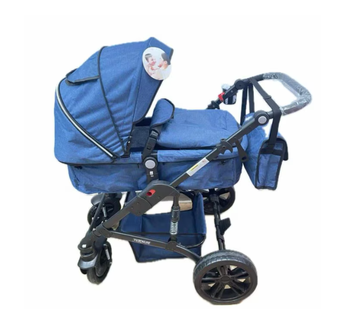 Carucior 2in1 Transformabil, Suspensii, Landou reversibil si Sport, Cadru Negru Metalic, Pliabil