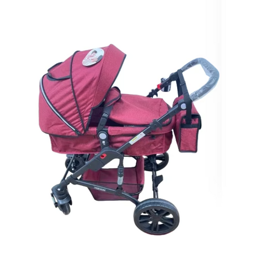 Carucior 2in1 Transformabil, Suspensii, Landou reversibil si Sport, Cadru Negru Metalic, Pliabil