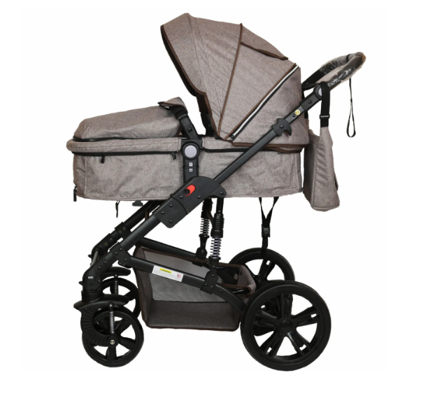 Carucior 2in1 Transformabil, Suspensii, Landou reversibil si Sport, Cadru Negru Metalic, Pliabil