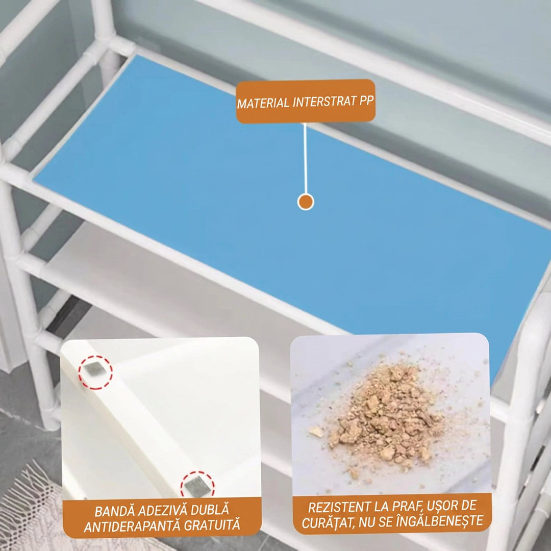 Cuier cu Raft Pantofi 3 in 1 | 5 Niveluri 20 Perechi | 8 Carlige Duble | Usi Antipraf Ventilate | Otel Rezistent Rugina | 77x35x167cm