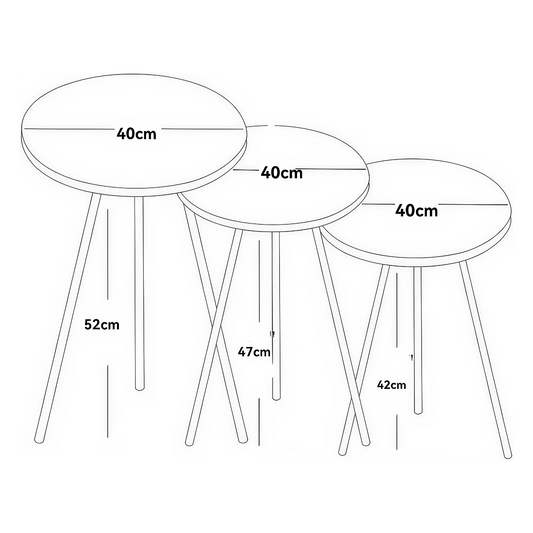 Set 3 Mese Cafea Rotunde Suprapozabile | Alb si Auriu | Cadru Metalic Rezistent | Design Compact