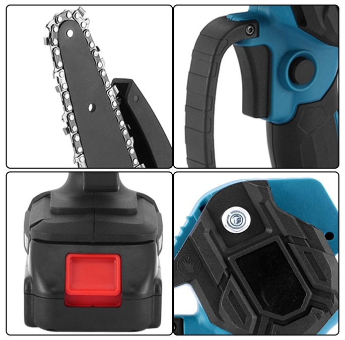Mini Fierăstrău cu Acumulator 48V, Lamă 15 cm, 2 Acumulatori, 2 Lanțuri și Valiză