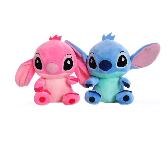 1 + 1 PROMO – Set Jucării Plus Stitch & Angel | Personaje Lilo & Stitch | 24 cm | Albastru + Roz
