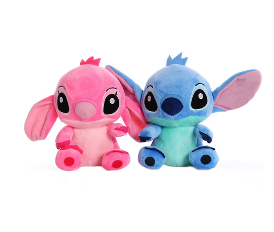 1 + 1 PROMO – Set Jucării Plus Stitch & Angel | Personaje Lilo & Stitch | 24 cm | Albastru + Roz