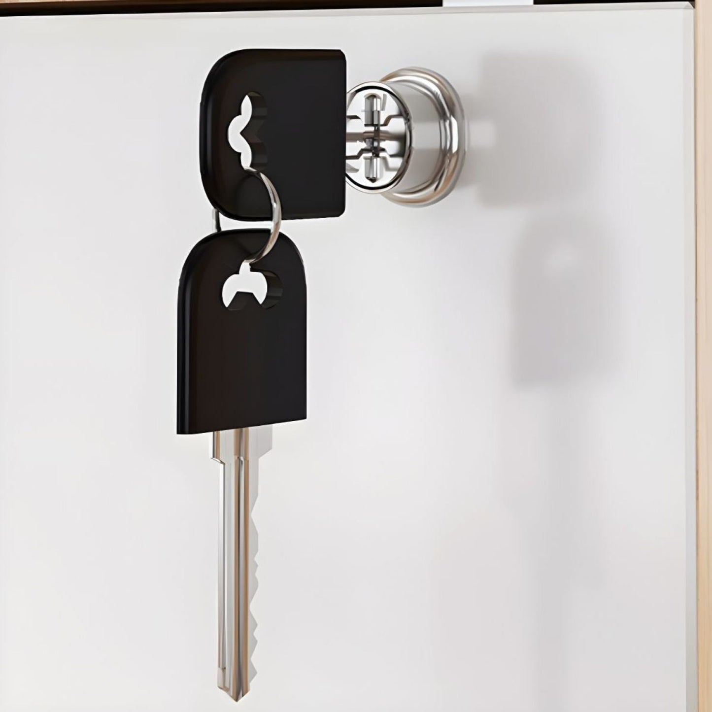Dulap Mobil pentru Birou cu 3 Sertare si Incuietori | Rafturi si Roti | Natur/Alb | 60x37x57 cm