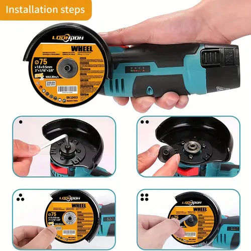 Mini Polizor Unghiular Portabil | 48V, 2 Acumulatori, 2 Discuri Incluse