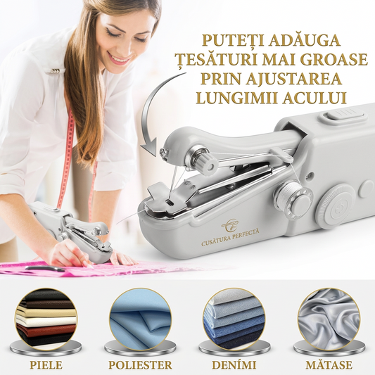 PROMO 1+1 Mini Masina de Cusut Portabila | Reparatii Rapide Textile | Fara Fir | Unealta Cusut Compacta