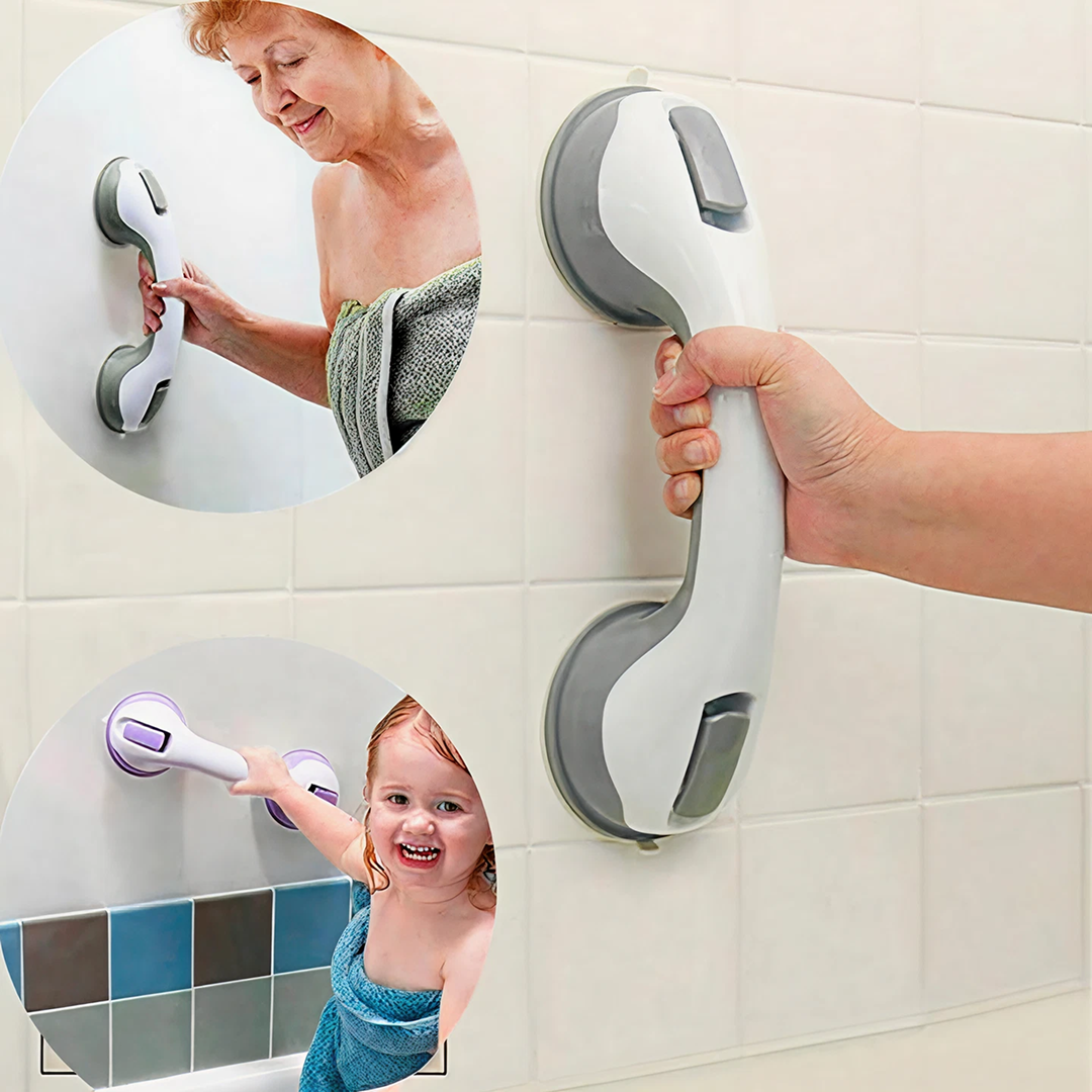 1+1 PROMO Maner Siguranta Baie Cu Ventuze | 30 cm | Antialunecare | Montaj Fara Gaurire | Gri