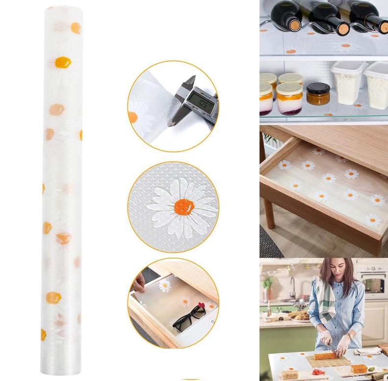Folie antialunecare sertar, EVA Protective Mat, material impermeabil, 45 x 300 CM, model floral