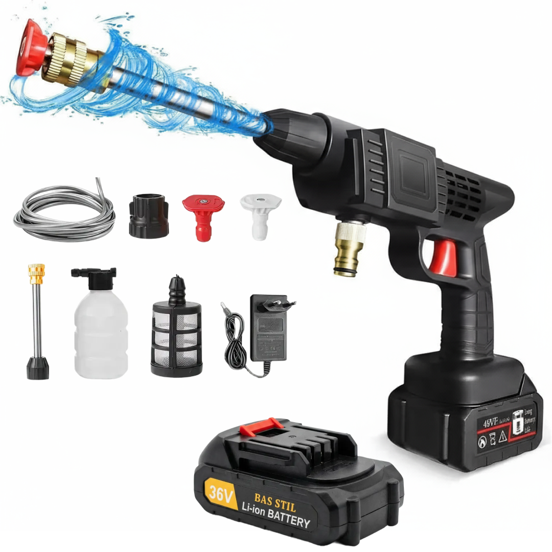 Aparat de Spalat cu Presiune 20 Bari | Acumulator 36V | Rezervor Detergent 200 ml | Furtun 5 m