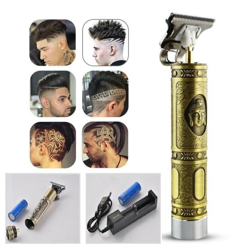 PROMOTIE 1+1 | Aparat Tuns Profesional Auriu + Trimmer Contur Negru | Wireless | Autonomie Extinsa