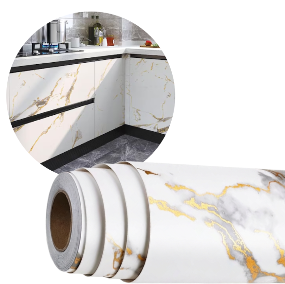 1 + 1 GRATIS - Folie imitatie marmura autoadeziva pentru bucatarie, baie, 60 x 300 cm