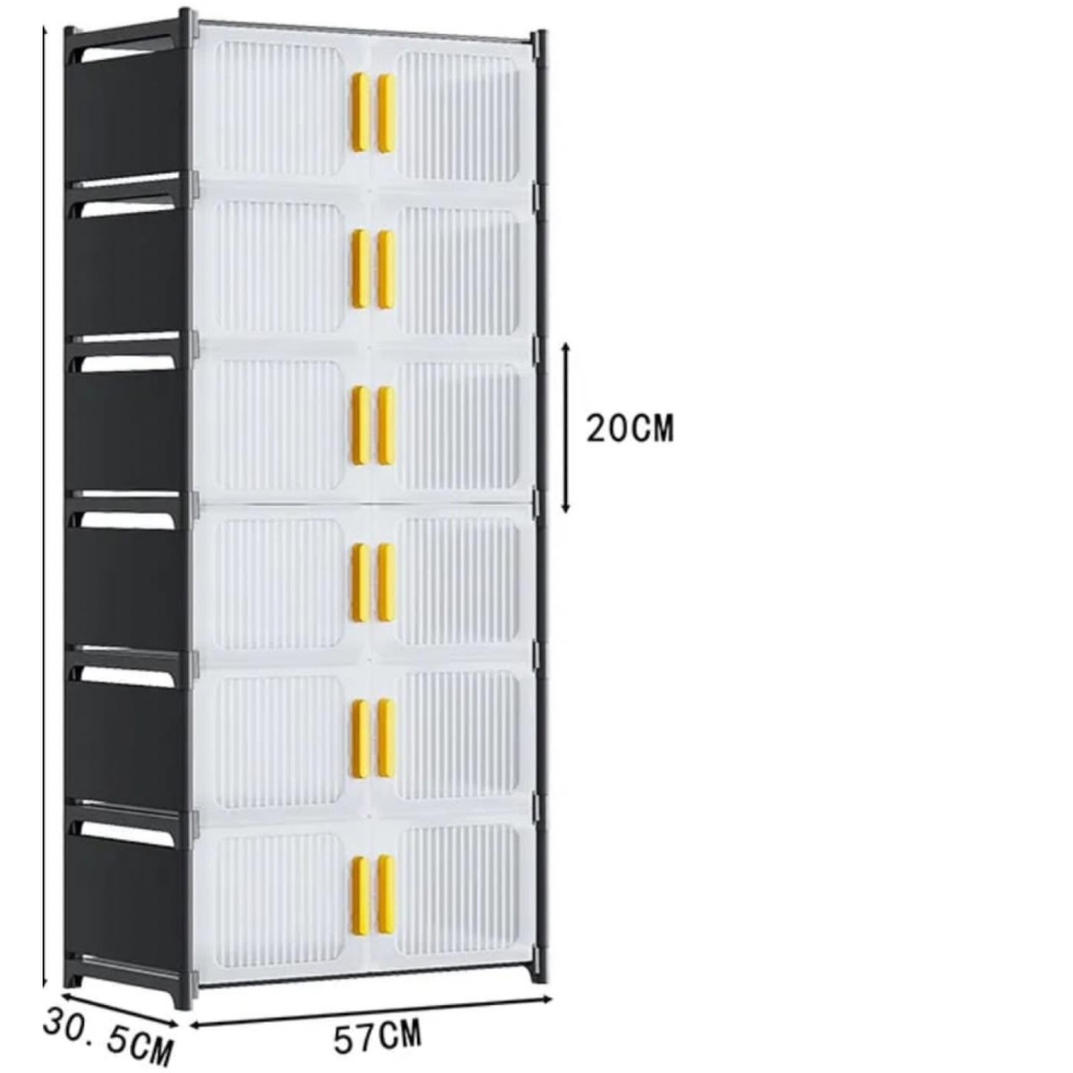 Dulap Depozitare Pliabil 7 Randuri | 14 Compartimente cu Usi | Fara Instalare | Plastic | 126x57x30.5cm | Bucatarie Baie si Casa