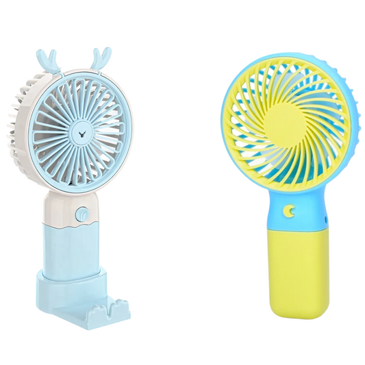 Pachet 1+1 Ventilator Mini Portabil | Mana si Birou | Motor Brushless Cupru | Incarcare USB Universala | Baza Inclusa | Design Modern
