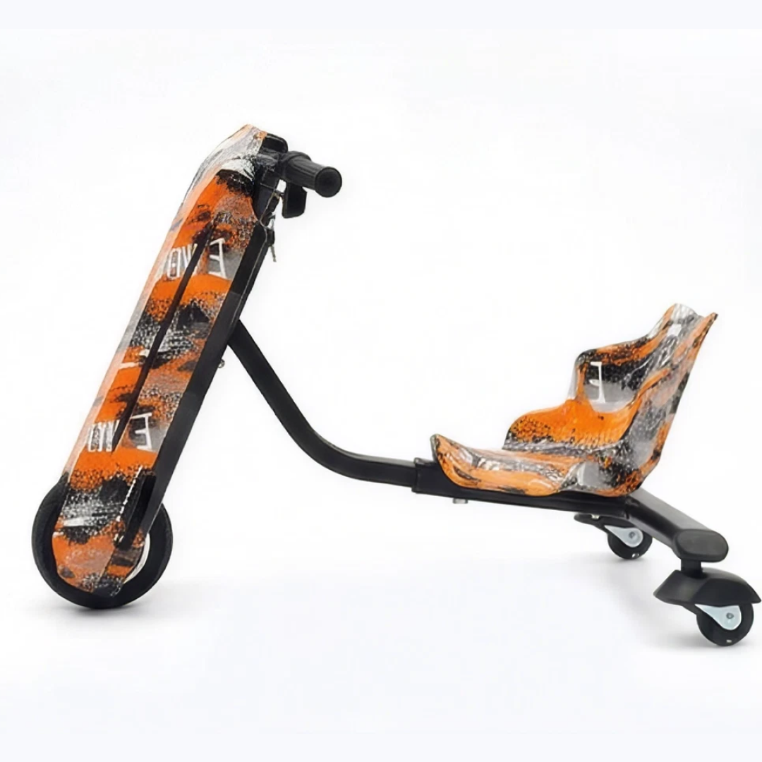 Trotinetă Electrică de Drift pentru Copii 36V, 250W, 3 Roți, Graffiti Portocaliu