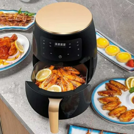 Friteuza cu aer cald, Air Fryer, 2400W, capacitate 6L, afisaj digital, LCD Touch control