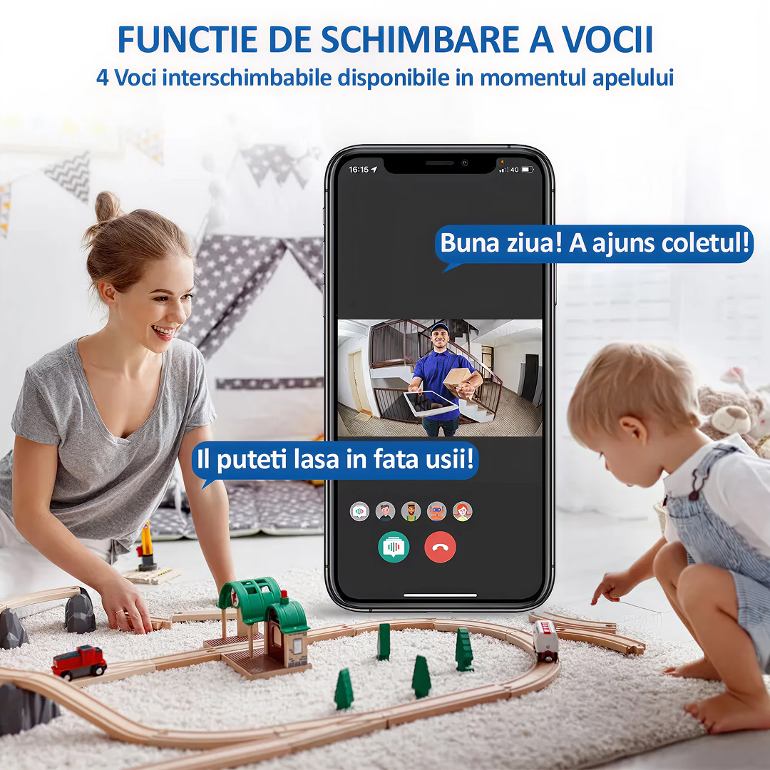 Sonerie Video Wireless 1080P | Control Prin Aplicatie | Viziune Nocturna HD | WiFi 2.4GHz | Neagra